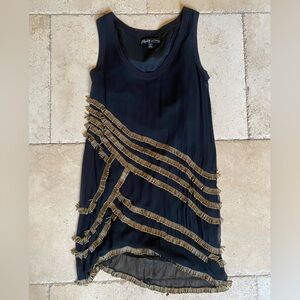 Elizabeth & James 100% Silk Beaded Flapper Boho Indie Sleaze Mini Dress XS black